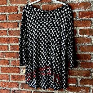 Lucky Brand block print embroidered 3/4 sleeve top XL